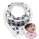Baby scarf with pompoms - cross