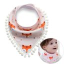 Baby scarf with pompoms - fox