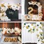Balloon garland - white gold + leaves