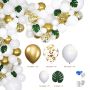 Balloon garland - white gold + leaves