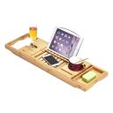 Bamboo bath tray for the bathtub with a wine glass holder / Bathroom shelf for the bathtub - adjustable