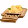 Bamboo cheese serving board with knives