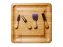 Bamboo cheese serving board with knives