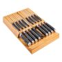 Bamboo organizer, knife insert in the drawer, 16 compartments