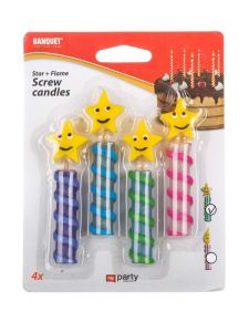 Birthday candles Star and Flame 4pcs MY PARTY