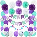 Birthday decoration set - green and purple
