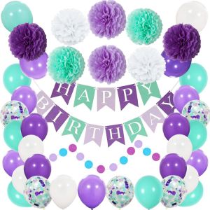 Birthday decoration set - green and purple