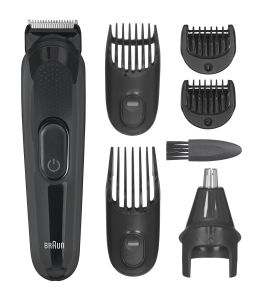 Braun 6-in-1 MGK3220 Men Beard Trimmer, Face, Ear & Nose Trimmer & Hair Clipper, Black
