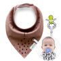 Brown shawl / bib with a pacifier hanger