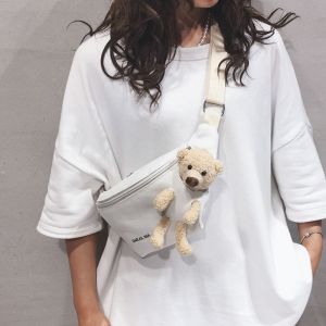 Bum bag / sachet with a teddy bear - white