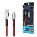 CABLE Iphone 2.4A RED FLAT 2400mAh QUICK CHARGER QC 3.0 1M POWERLINE SMS-BW02- METAL PLUGS
