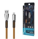CABLE TYP-C 2.4A GOLD FLAT 2400mAh QUICK CHARGER QC 3.0 1M POWERLINE SMS-BW02- METAL PLUGS