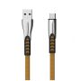 CABLE TYP-C 2.4A GOLD FLAT 2400mAh QUICK CHARGER QC 3.0 1M POWERLINE SMS-BW02- METAL PLUGS
