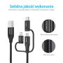 CHOETECH KABEL 3W1 USB A -> LIGHTNING/MICRO USB/USB-C 1.2M MFI CERTIFIED NYLONOWY IP0030