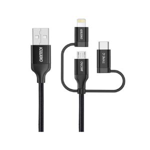 CHOETECH KABEL 3W1 USB A -> LIGHTNING/MICRO USB/USB-C 1.2M MFI CERTIFIED NYLONOWY IP0030