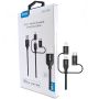 CHOETECH KABEL 3W1 USB A -> LIGHTNING/MICRO USB/USB-C 1.2M MFI CERTIFIED NYLONOWY IP0030