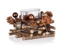 Christmas candle holder 21x13cm, brown-gold