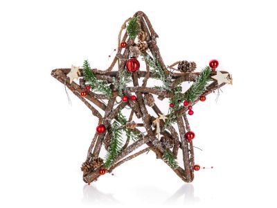 Christmas hanging star 35cm, green and red