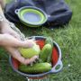 Collapsible silicone colander with a handle - 2 pieces, green