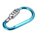 Combination padlock / carabiner - blue