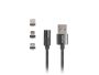 COMBO CABLE USB-A(M)->USB MICRO(M)+LIGHTNING(M)+USB-C(M) 2.0 1M BLACK QC 3.0 MAGNETIC LANBERG