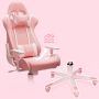 Computer / gaming chair - pink and white