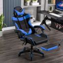 Computer / gaming chair with a footrest - black and blue