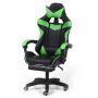 Computer / gaming chair with a footrest - black and green