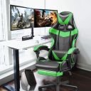 Computer / gaming chair with a footrest - black and green