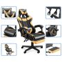 Computer / gaming chair with a footrest - black and green