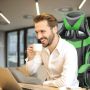 Computer / gaming chair with a footrest - black and green