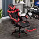Computer / gaming chair with a footrest - black and red