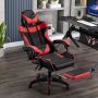 Computer / gaming chair with a footrest - black and red