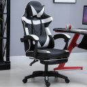 Computer / gaming chair with a footrest - black and white