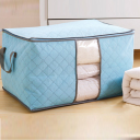Container cover for bedding blanket clothes - light blue small