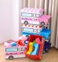 Container for toys with a pouffe - Police car