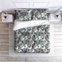 Cotton bed linen set 160x200 cm - black-green flowers