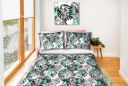 Cotton bed linen set 160x200 cm - black-green flowers