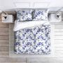 Cotton bed linen set 160x200 cm - navy blue flowers