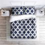 Cotton bed linen set 160x200 cm - oriental dark blue pattern