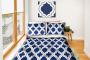 Cotton bed linen set 160x200 cm - oriental dark blue pattern