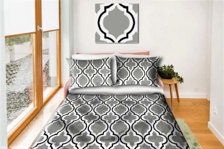 Cotton bed linen set 160x200 cm - oriental grey pattern