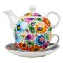 Cup FOLKSTAR Halinka with a teapot from Lowicz white