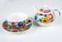 Cup FOLKSTAR Halinka with a teapot from Lowicz white