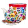 Cup FOLKSTAR Halinka with a teapot from Lowicz white