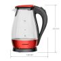 Czajnik Aurora AU3414 (2200W, LED, filtr, 1,7L), szkło, czerwień/czerń