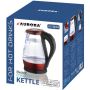 Czajnik Aurora AU3414 (2200W, LED, filtr, 1,7L), szkło, czerwień/czerń