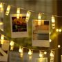 Decorative LED chain in the form of photo clips - warm white light