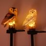 Decorative LED solar lamp for the garden Owl - brown