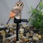 Decorative LED solar lamp for the garden Owl - brown